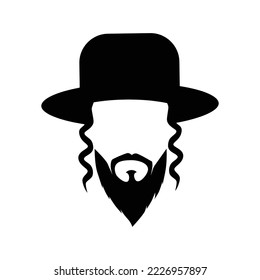 Simple graphic of a man with long beard wearing a hat