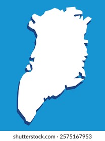 Simple graphic map of Greenland blank without names and legends isolated on blue background. Vector Illustration.