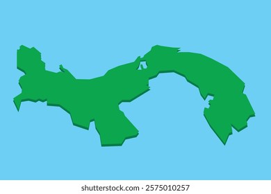 Simple graphic map of Panama cut out without names and legends isolated on blue background. Linking Central and South America. Vector Illustration.