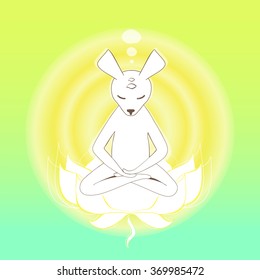 Simple graphic object - Meditating mouse in the lotus