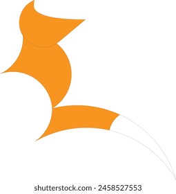 un gráfico simple de forma naranja y blanca que se asemeja a un zorro estilizado o un animal similar