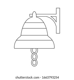Simple campana de envío de esquema gráfico. Aislado sobre fondo blanco. Estilo de caricatura. Símbolo náutico. Señal del capitán. Estilo Doodle. Para postales y página de libro de colorear. Para los niños. Para niños dibujando