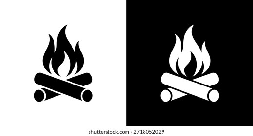 Eine einfache Grafik zeigt ein Lagerfeuerbild in schwarz und weiß nebeneinander.