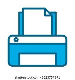 Um gráfico simples de um ícone de impressora, com um fundo branco.