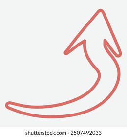 A simple graphic of a red arrow curving upward, indicating direction or movement.