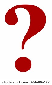 Um simples gráfico de um ponto de interrogação vermelho sobre um fundo branco, simbolizando perguntas, curiosidade e a necessidade de informações.
