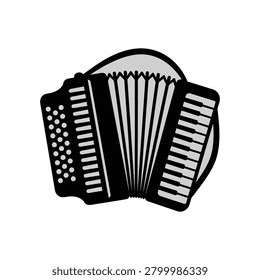 A simple graphic representation of an accordion isolated on white. Ideal for music education or promotional materials.