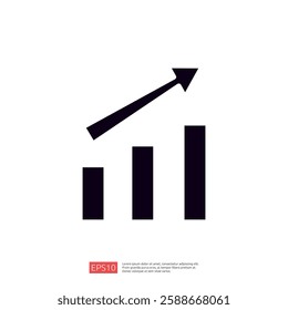 A simple graphic representation of a bar chart with an upward arrow, symbolizing growth and progress in a business or financial context.