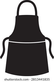 A simple graphic representation of a black culinary apron. Versatile for food service cooking or protective garment concepts.