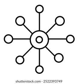 A simple graphic representation of a central node connected to multiple outer nodes.