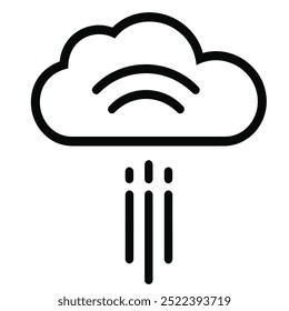 A simple graphic representation of a cloud with rain.