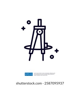 A simple graphic representation of a compass, symbolizing precision and measurement, often used in design and engineering contexts.