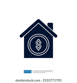 A simple graphic representation of a house with a dollar sign inside, symbolizing finance, real estate, or investment.