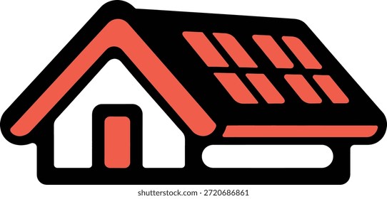 Uma simples representação gráfica de uma casa com um telhado vermelho