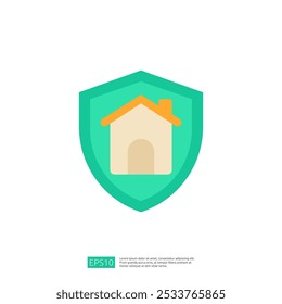 A simple graphic representation of a house within a shield, symbolizing home protection or security.