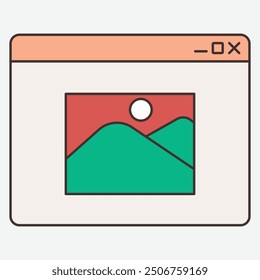 A simple graphic representation of a landscape image within a browser window.