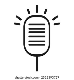 A simple graphic representation of a microphone with sound waves.