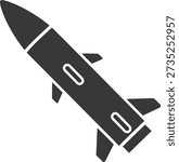 A simple graphic representation of a missile with fins and guidance systems