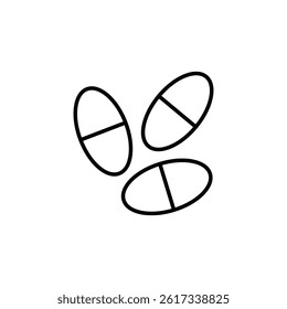 Simple graphic representation of oval tablets, minimalistic style illustration