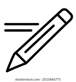 A simple graphic representation of a pencil, symbolizing writing or drawing.