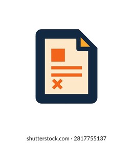 A simple graphic representation of a rejected document signifying failure or disapproval. Useful for business or educational content.