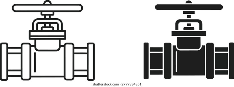 A simple graphic representation of a shutoff valve for fluid control systems. Essential plumbing component for infrastructure projects and industrial design.