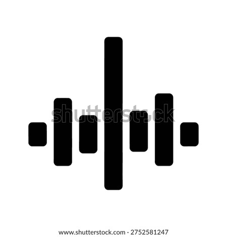A simple graphic representation of sound waves in black on a white background. Vector