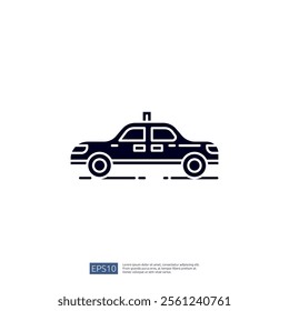 A simple graphic representation of a taxi car, designed in a minimalistic style, suitable for use in transportation-related projects or services.
