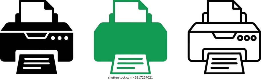 Simple graphic representations of a document feeder printer. Essential for business and tech design needs.
