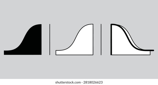 Simple graphic representations of a ramp's profile in three distinct styles. Useful for illustrating progress or a journey.