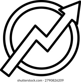 A simple graphic representing growth and progress with an upward trending arrow inside a circle