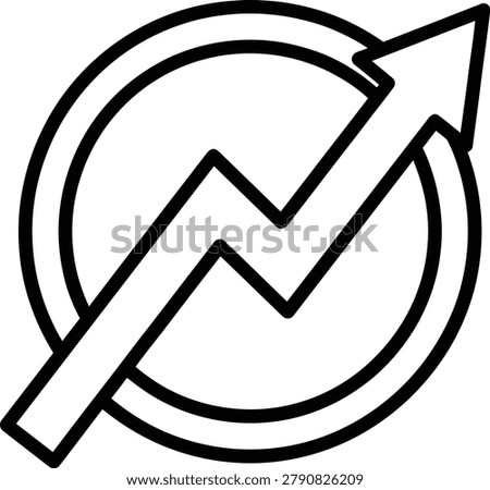 A simple graphic representing growth and progress with an upward trending arrow inside a circle