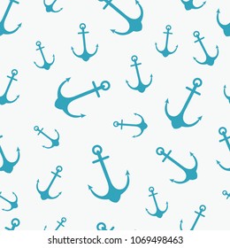 Simple graphic seamless pattern of marine themes. Anchor of ship wrapping paper texture for design. Oceanic vector background, repeating wallpaper