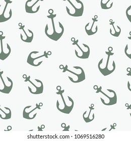 Simple graphic seamless pattern of marine themes. Anchor of ship wrapping paper texture for design. Oceanic vector background, repeating wallpaper