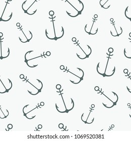 Simple graphic seamless pattern of marine themes. Anchor of ship wrapping paper texture for design. Oceanic vector background, repeating wallpaper