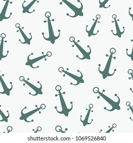 Simple graphic seamless pattern of marine themes. Anchor of ship wrapping paper texture for design. Oceanic vector background, repeating wallpaper