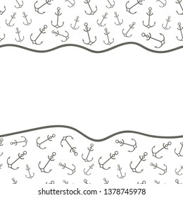 Simple graphic seamless pattern of marine themes. Anchor of ship wrapping paper texture for design. Oceanic vector background, repeating wallpaper