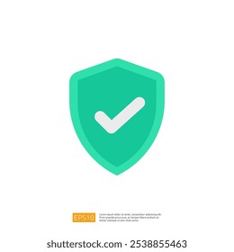 A simple graphic of a shield with a checkmark, symbolizing security and protection. It is designed in a flat style with a turquoise color palette.