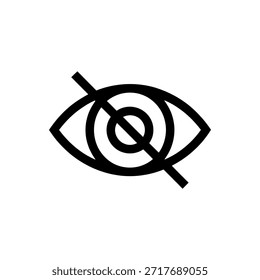 Gráfico simple que muestra un ojo con una línea tachada, que indica visibilidad restringida u oculta.