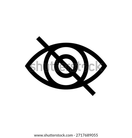Simple graphic showing an eye with a strike-through line, indicating restricted or hidden visibility.