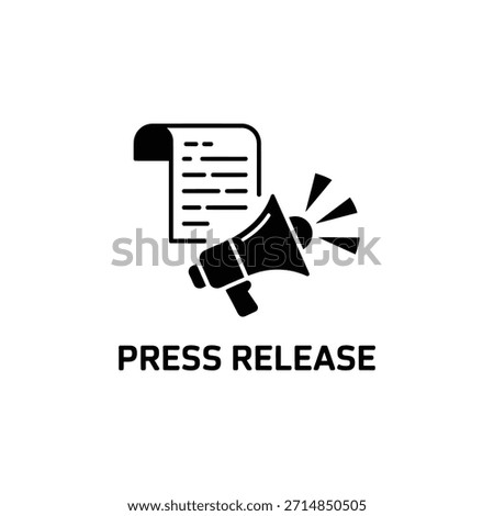 Simple graphic showing a megaphone and document, clearly indicating a press release announcement.