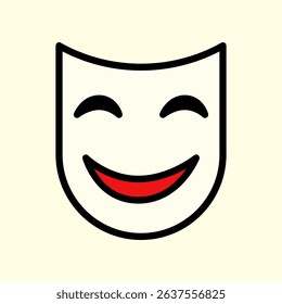 Simple Graphic of a Smiling Mask Symbolizing Positivity and Joy