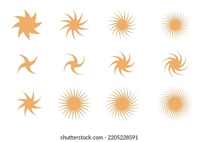 Einfache grafische Star-Ray-Element Form Symbol Symbol Silhouette Clip-Art Set Collection Design Teil