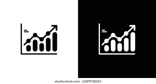 A simple graphic of a statistics chart shows growth, represented by a line connected by circles and an upward-pointing arrow against contrasting backgrounds.