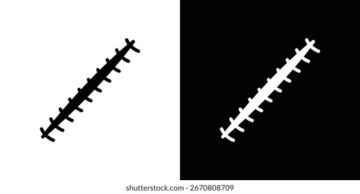Simple graphic of surgical stitches, isolated on both white and black backgrounds. Suitable for medical or sewing contexts.