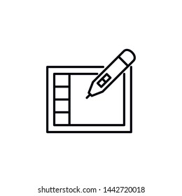 Simple graphic tablet line icon. Stroke pictogram. Vector illustration isolated on a white background. Premium quality symbols. Vector sign for mobile app and web sites.