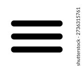 Simple graphic of three black horizontal lines on a white background, symbolizing equality or menu icon.