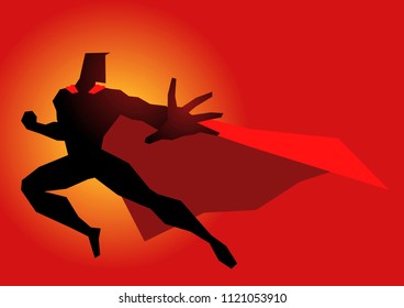 Simple graphic vector illustration of a superhero in action pose