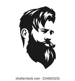 Simple Graphic Vector Image Of A Hipster Man Face. Image For Icons, For Tattoos And Other Things