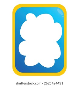 Simple graphic of a white cloud on a blue and yellow rounded square, perfect for conveying concepts of weather, dreams, or imagination